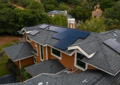Amazing shot of solar panels on the roof.
