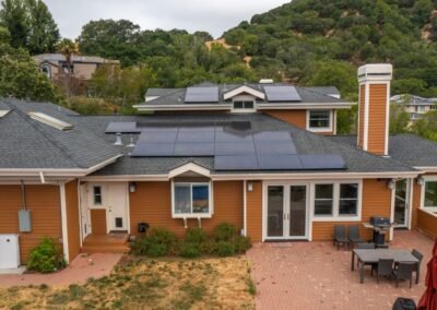Picture showing the main grouping of solar panels, notice how discreate and well crafted the conduit runs are.